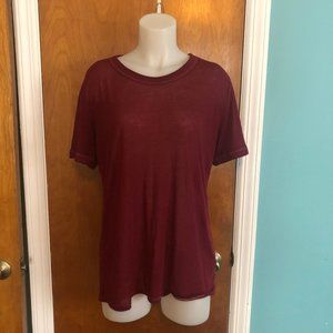 LULAROE RED SHEER TEE (WORN, PILLS)